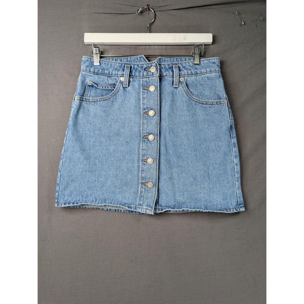 Levi Strauss & Co Button Front Denim Mini Skirt Light Wash W28